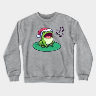 Cute Frog singing Christmas carols Crewneck Sweatshirt